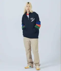 POLO ラルフローレン ハーフジップスウェット M相当 RL CHAMPS