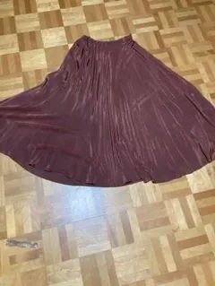 ヴィンテージ マキシ丈　フレア　光沢茶色スカート