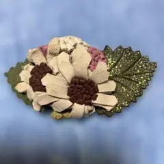 レザーフラワー ブローチ ハンドメイド