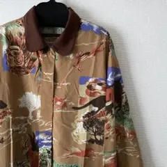 動物柄 長袖シャツ ブラウン系