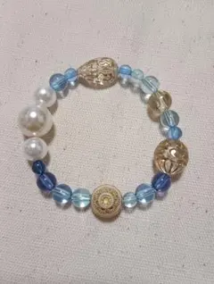 ビーズとパールのブレスレット