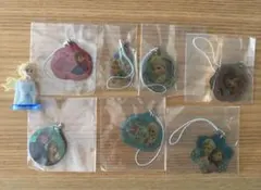 アナと雪の女王 キャラメタルタグ メタル ストラップ & フィギュア 8点セット