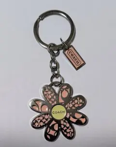 COACH コーチ　キーリング　キーホルダー　フラワー　花　デイジー　ピンク