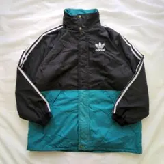 90sアディダス中綿ナイロンジャケットトレフォイル両面刺繍バイカラーキルティング