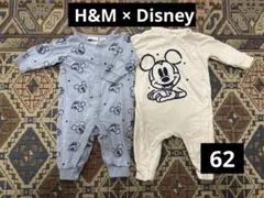 H&M × Disney ミッキー 長袖ロンパース2点セット 62cm
