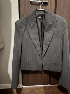 ZARA グレー ストライプ テーラードジャケット