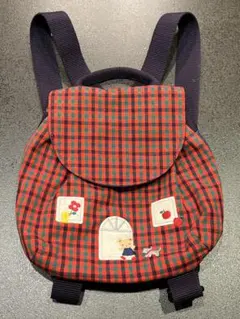 【familiar】ベビーリュック 赤と緑のチェック