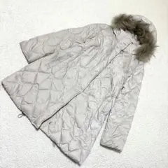美品【dix-sept 】ダウンコート (40) ベージュ ファー.ベルト付
