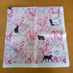 Hallmark 花と黒猫 大判ガーゼハンカチ 日本製のサムネイル