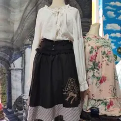 アクシーズ axesトランプ刺繍 フレアスカート 黒 可愛い ウエストゴム