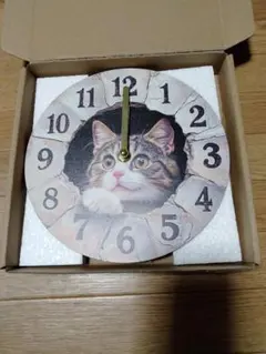 猫の壁掛け時計、新品、のサムネイル