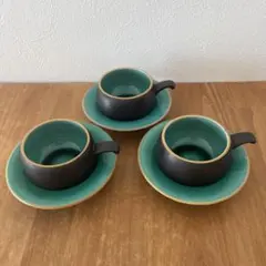 【週末20%OFF】カップ&ソーサー　3客セット　アジアン