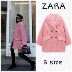 ZARA　オーバーサイズ仕様ダブルブレストコート　Sサイズ　ピンク