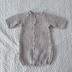 二重ガーゼ ツーウェイオール パープル ロンパース 新生児50-60サイズ