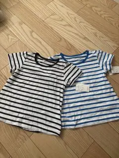 キッズ　女の子　ストライプTシャツ2枚セット サイズ110 新品未使用のサムネイル