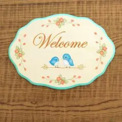 ウェルカム　青い鳥　いちご　トールペイント作品　プラーク
