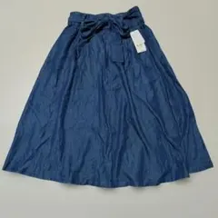 新品 アースミュージック＆エコロジー デニム風Aラインスカート M