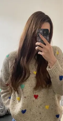 CLEF DE SOL ハート柄 ニットセーター