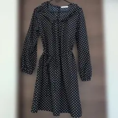 chocoruffle ネイビー ドット柄 ワンピース　マタニティとしても◎