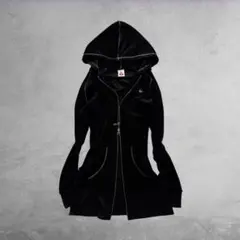 ベロアロングパーカー ダブルジップ 光沢 平成ギャル グランジ y2k