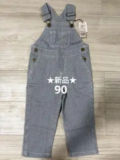 新品タグ付★petit main ヒッコリー オーバーオール 90(S)のサムネイル
