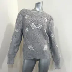 美品　ニット (モヘア混)　Ｖネック　異素材?