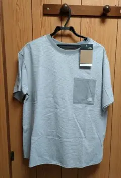 新品 ノースフェイス ボーダー Tシャツ ポケット付 US Lサイズ グレー