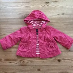baby GAP フード付きジャケット ピンク80cm ボーダー カーディガン
