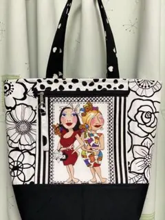 SEW SEWロラライハリスパッチワークトートバッグモノトーン白&黒02032