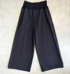 美品✨ビアズリー ウエストリブ ワイドパンツ ストレッチ コットン F