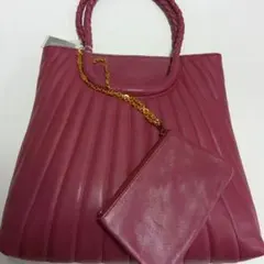 ARUKAN ハンドバッグ ボルドー 編み込みハンドル - メルカリ