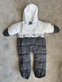 74センチ　ジャカディ　ベビー フード付き防寒アウター ホワイト/グレー