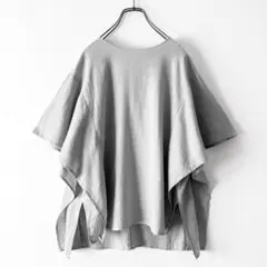 美品 サロンアダムエロぺ レーヨン麻ライト袖フレアーブラウス