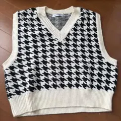 千鳥格子柄 ニットベスト Fサイズのサムネイル