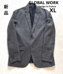 新品　GLOBAL WORK フランス　テーラードジャケット グレー チェック柄のサムネイル