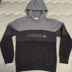 adidas プルオーバー パーカー グレー/ブラック Lサイズ