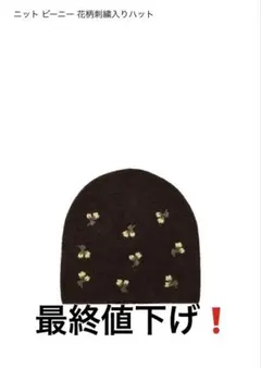 ZARA ニットビーニー花柄刺繍入りハットのサムネイル