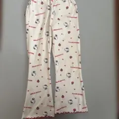 ハローキティ 総柄 リブパンツ アイボリー