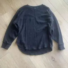 UNIQLO ブラックグレー ワッフル生地 カットソー