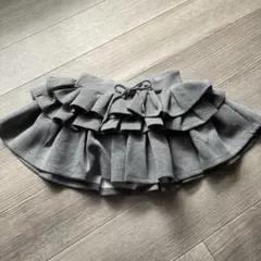 グレー フリル フレアスカート