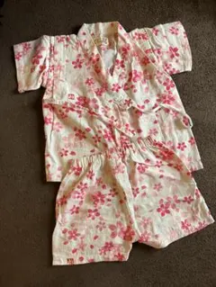 【美品】【即日発送】ピンク花柄 甚平 90cm