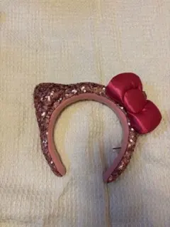 ピンク猫耳カチューシャ（リボン付き）