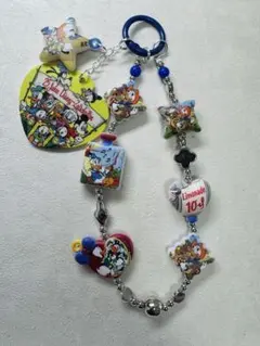レトロ風 ビーズストラップ キーホルダー スマホアクセサリー