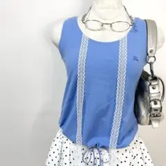 Y2K❤️ BURBERRY BLUE LABEL ロゴ刺繍 裾絞り タンクトップのサムネイル