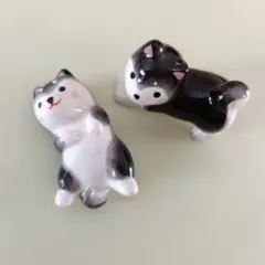 犬の陶器置物 白黒