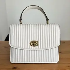 【美品】コーチ COACH ハンドバッグ 2way キルティングレザー 白