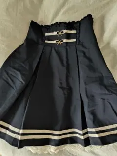 ネイビー フレアスカート レース付き