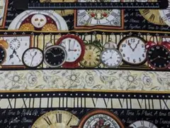 生地　時計Quilting Treasures　ボーダー　約105cmx56cm
