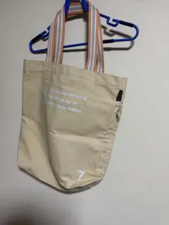 ルート一トROOTOTEベージュエコバッグ ストライプストラップのサムネイル
