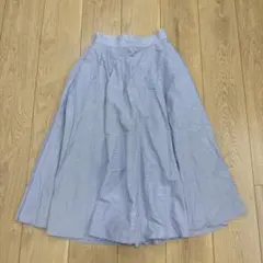 ユニクロ ストライプ フレアスカート S ブルー